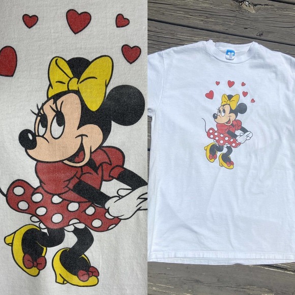 Disney Other - Vintage 80s 90s Disney T-Shirt Size Large Minnie Mouse Hearts USA Single Stitch